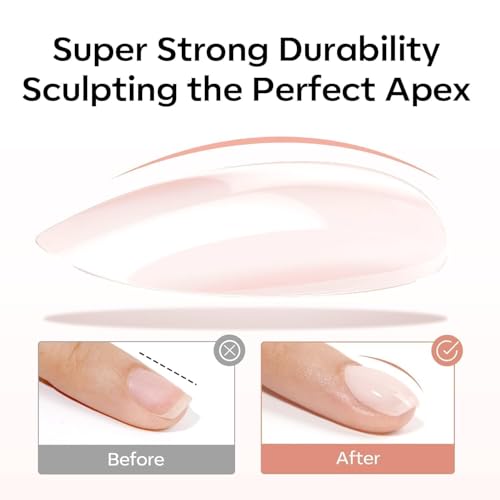 modelones Rubber Builder Nail Gel Base Coat, Jelly Nude Translucent Builder Base Nail Gel Thickening Strengthening Building Apex for Beginner DIY Salon at Home - color: Rubber Base Coat Nude Pink