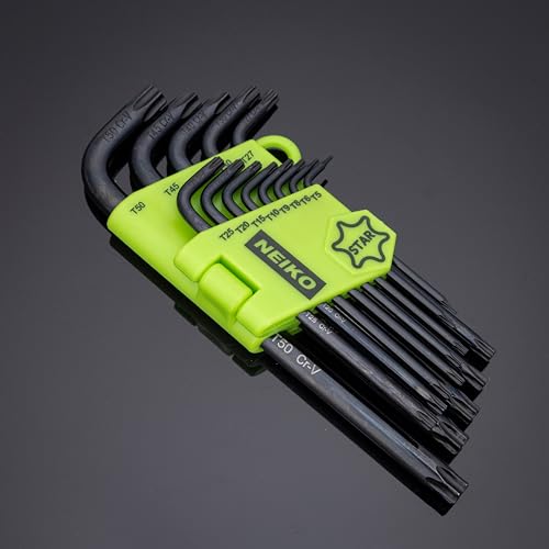 NEIKO 01102A Torx Allen Wrench Set, 13 Piece Key Set, Long Torx Keys T5 to T50, 6 Point Star Wrench Set for Bike Bicycle Repair, Black Oxide Chrome Vanadium, Hanging Storage Case - size: Torx - 13pc