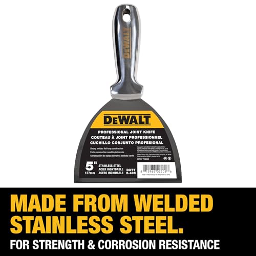 DEWALT 5" All Stainless Steel Joint Knife | One-Piece Premium Polished Metal Putty Blade | 2-405 - size: 5-Inch
