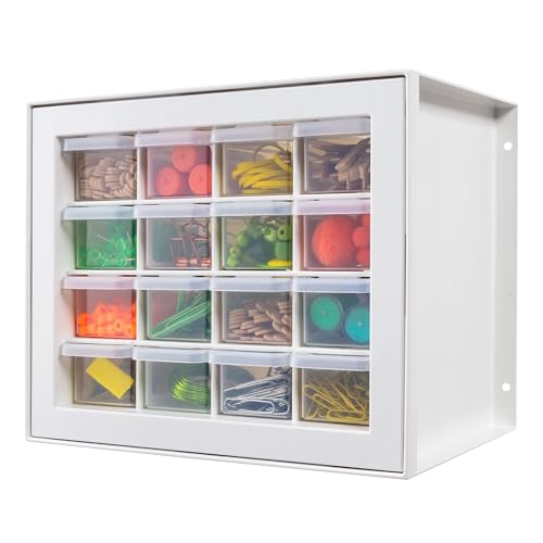 IRIS USA 16-Drawer Small Drawer Organizer, Craft Desk Storage, White - color: White, size: 16 Drawer