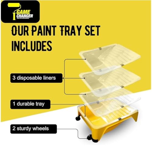 Game Changer Paint Tray Replacement Tray Liners – Disposable Liners, Textured Surface, 1.2 Gallon Capacity (Pack of 3 Liners)