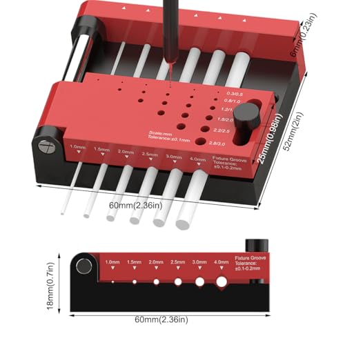 Round Rod Center Locator Drill Guide Jig,Dowel Jig Kit Drill Guide Self Centering Jig Adjustment Punching Hole for Model Building Tool, Figure DIY Modification,Crafts on Glue Sticks