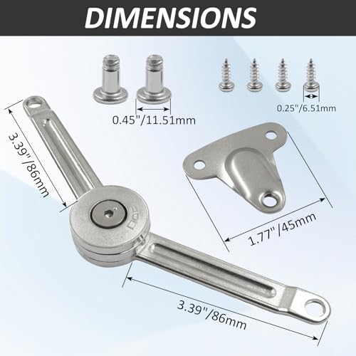Uenhoy 2 Pcs Lid Support Hinges Soft-Close Zinc Alloy 50 Lbs Silver