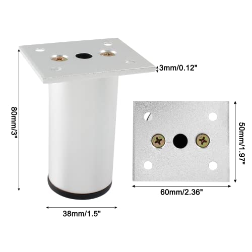 4-Pcs Adjustable Aluminum Alloy Furniture Legs 3" Height Silver - color: Silver, size: 3 Inch