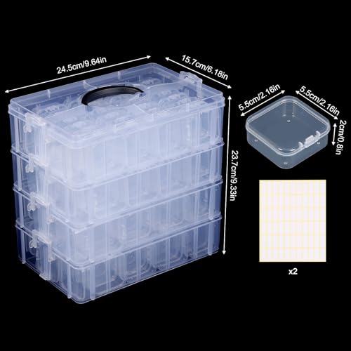 Stackable Bead Organizer 4 Tier with 120pcs Small Boxes Storage Container - size: 4-Tier 120pcs 2in Boxes