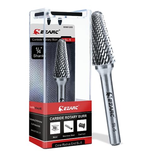 EZARC Tungsten Carbide Rotary Burr Bit, SL-5 Double Cut, 1/4-Inch Shank - style: SL-5