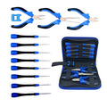 Precision Repair Tool Set, 12-Piece Craftsman & Miniature Tool Kit with Small Screwdrivers, Mini Pliers, Demagnetizer, Small Tool Kit for Phone, Laptop, Jewelry Repair, Includes Compact Storage Pouch