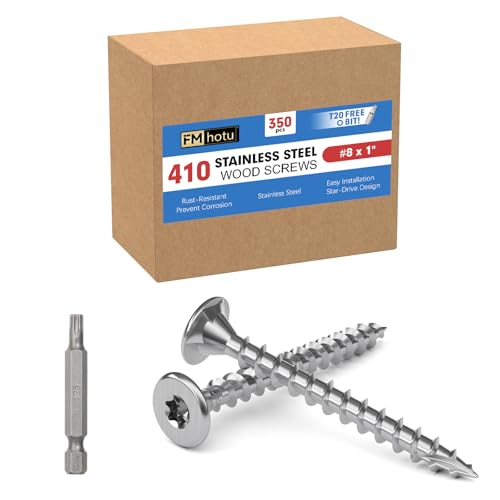 #8 x 1 Stainless Steel Deck Screws, 350Pcs 410 Grade Stainless Steel - size: #8 × 1"