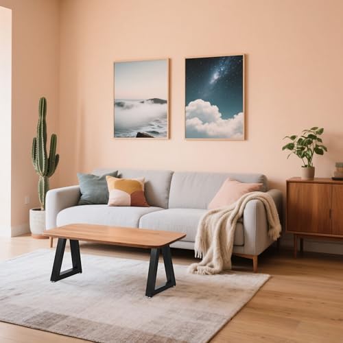 16 Inch Trapezoid Metal Table Legs for Bench, Coffee Table Legs, DIY Furniture Feets Set of 2, Including Screws and Adjustable Feet Pads, 16 Inch x 10.8 Inch - size: 16 '' Trapezoid