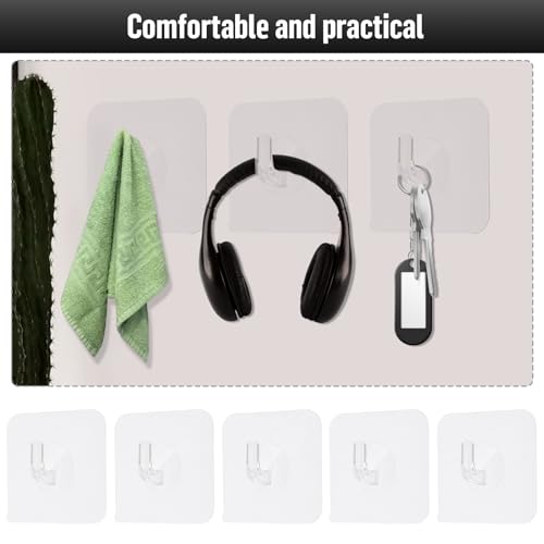 COMNICO 12 Pack Adhesive Hooks Clear Plastic Waterproof Heavy Duty Sticky Wall Ceiling Door Window Pothook Home Kitchen Bathroom Shower Office for Hanging Hat Towel Picture Coats (12)