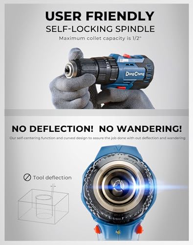 Dong Cheng 20V Brushless Heavy-duty Impact Drill, 443 in-lbs, 27000 BPM, 1/2" Keyless Metal Chuck, 20+1+1 Clutch, Cordless Hammer Drill for Drilling Brick Wall, Metal, Wood, Bare Tool - style: 443in-lbs Bare Tool