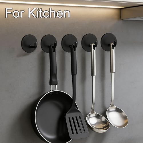 8-Pack Adhesive Wall Hooks for Bathroom Kitchen Towels Coats, Black - color: Black