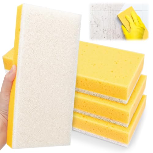4 Pack 9" Double Drywall Wet Sanding Sponge | 9" Double Sided Sponge for Smooth Surface Finishing, D-ust-Reducing, Washable Drywall Sponge for Home DIY & Professional Use