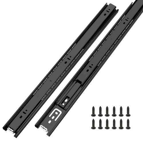 LONTAN 1 Pair Black Side Mount Drawer Slides 20 Inch Heavy Duty Rails - color: Black, size: 20 Inch - Drawer Slide