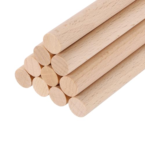 MECCANIXITY Pack of 10 Wooden Dowel Rods 7mm 1/4x12 Round Wooden Rod - size: (7mm)1/4 x 12 Inch