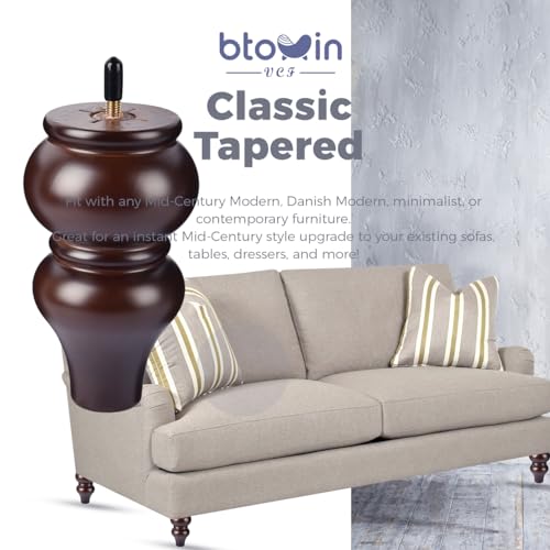 8 inch Solid Wood Turned Furniture Legs 4Pcs with M8 Bolts, Walnut - color: Walnut, size: 8" (20cm)