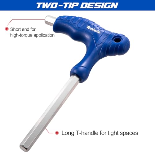 Toolwiz 14pcs T Handle Hex Key Set, SAE 1/8"-3/8" and Metric 2.5mm-10mm
