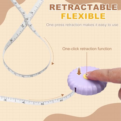 HARFINGTON 2Pcs Soft Tape Measure 79" Double Scale Retractable Mini Cartoon Measuring Tape Cute Tape Measurer for Sewing Craft Cloth Fabric Tailor Weight Loss Body Measurements, Purple - color: Purple