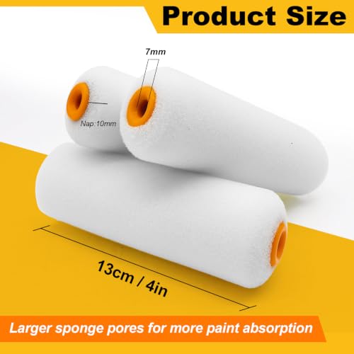 Foam Paint Roller, 4 Inch Mini Paint Roller Covers, 48 Pack - size: 4",48pcs
