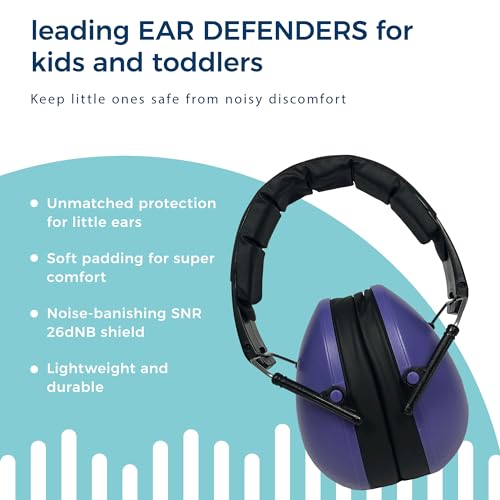 BANZ Kidz Earmuffs 2 Years & Older - Loud Noise Cancelling, Size Adjustable - color: Dark Purple