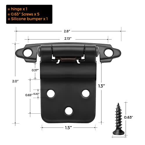 Ravinte 3/8" Inset Matte Black Cabinet Hinges 60 Pack (30 Pairs) - color: Matte Black