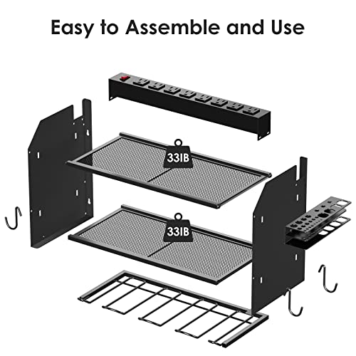 CCCEI Wall Mount Modular Tool Charging Organizer, Black, 1 Pack, 3 Tier. - color: Black
