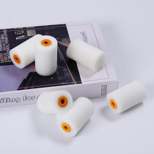 6 Pack 2 Inch Paint Roller Kit, Mini Paint Roller Set, High Density Foam Paint Rollers with Tray for Painting Wall, Door, Cabinet