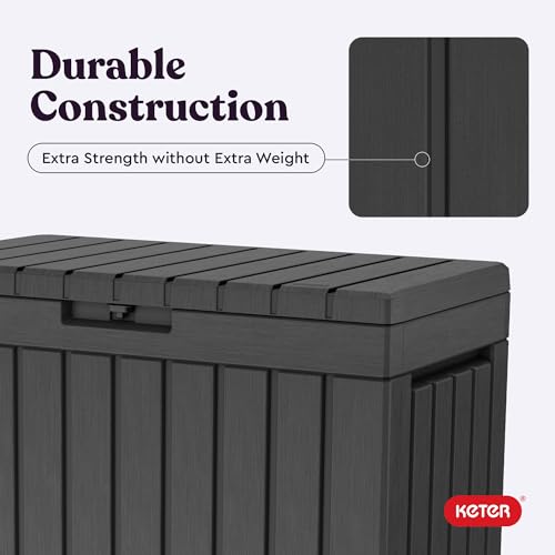 Keter Kentwood 50 Gal Outdoor Storage Box and Patio Side Table - color: Dark Grey