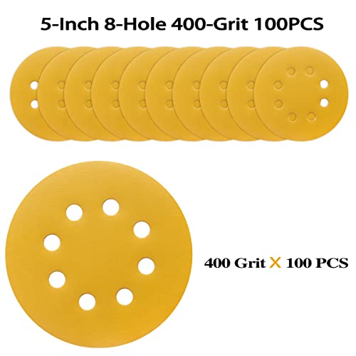 100PCS 5 Inch Sanding Discs 400 Grit Random Orbit Sander Sandpaper - style: Advanced Aluminum Oxide