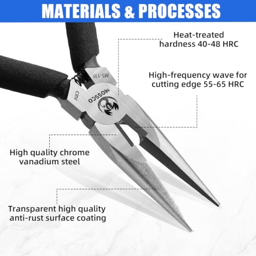 Needle Nose Pliers, 5" Mini Long Nose Pliers with Cutter, Spring Loaded Smooth Jaw Rust-Proof Cr-V Precision Small Needle Nose Pliers for Jewelry Making, Wire Bending, Crafts, Electronic Repair - size: 5''- Smooth Jaw 1 pack