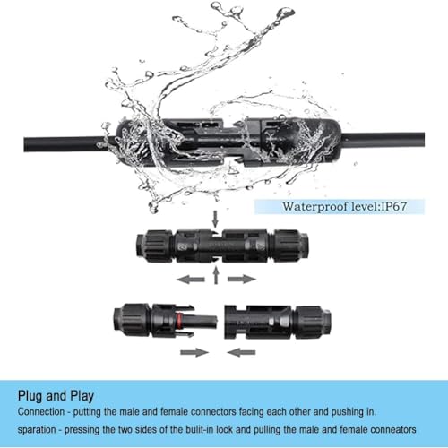 100PCS/50 Pairs Solar Connectors M-C-4 Male/Female IP67 Waterproof Solar Panel Cable Connectors with 2 PCS Spanners - color: 50pair MC4+1pair Spanner