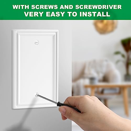 White Modern Decorative Blank Wall Plate Light Switch Cover - size: 1 Gang Single Blank