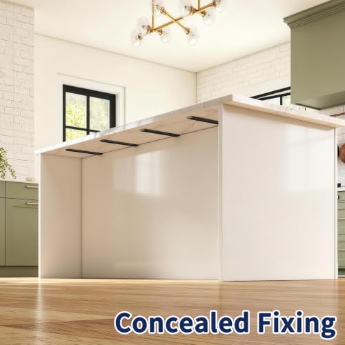 LSK 6PCS Countertop Bracket, L 16"×H 6", Heavy Duty Shelf Bracket, Black - color: Black, size: 16x6 inch (max duty)