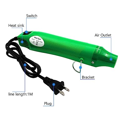 Heat Gun, Mini Hot Air Gun for Crafting Embossing Shrink Wrap, Green - color: Green