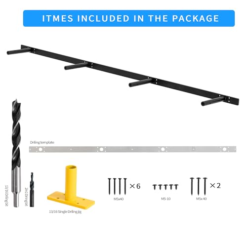 53'' Heavy-Duty Hidden Floating Shelf Bracket – 210 LBS Max Load (Mounted on Studs), Floating Mantel Bracket for Fireplace & Wall Shelves, Includes Easy Installation Kit（53 inch Brackets） - size: 53 Inch - With Ease Kit
