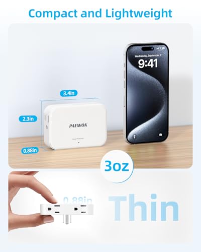 Outlet Extender, 360° Rotating Flat Wall Plug Adapter