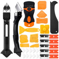 Pickmesh 33 Pcs Silicone Caulking Tool Kit Set 3 in 1 Caulk Remover & Grout Removal Tool with Pads 2 in 1 Razor Blade Scraper with Blades Sealant Finishing Tools for Kitchen Bathroom Sink Window Floor