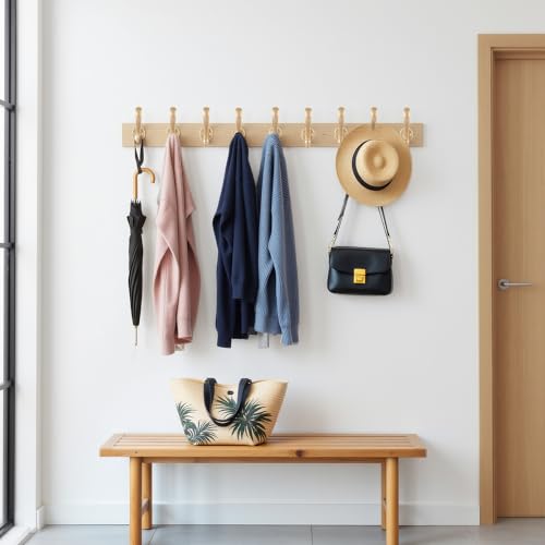 8 Pack Coat Hooks Wall Mount Heavy Duty Utility Retro Double Hooks for Hanging Coats,Hat, Towel, Key, Robe, Scarf, Bag, Cap (Gold) - color: 8 Pack-Gold