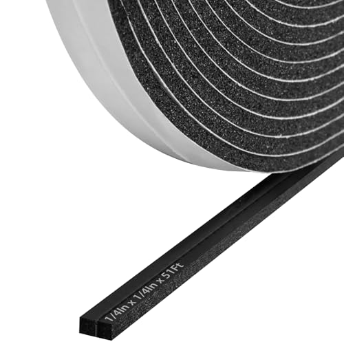 Storystore Weather Stripping Door Seal Strip, 1/4In x 1/4In x 51FT Self Adhesive Foam Tape for Door Window Insulation Soundproofing Weatherstrip, High Density Foam Seal for Doors Windows Furniture - size: 1/4In x 1/4In x 51Ft