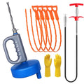 Drain Clog Remover (5pcs)＆Drain Auger 32 FT (1pcs)＆Drain Snake Hair Remover (1pcs),Toilet Plumbing Snake Set for Toilet Sewer Shower Kitchen Bathroom Tub Clogged Drains Opener Cleaning Tool - color: Set 32.8FT