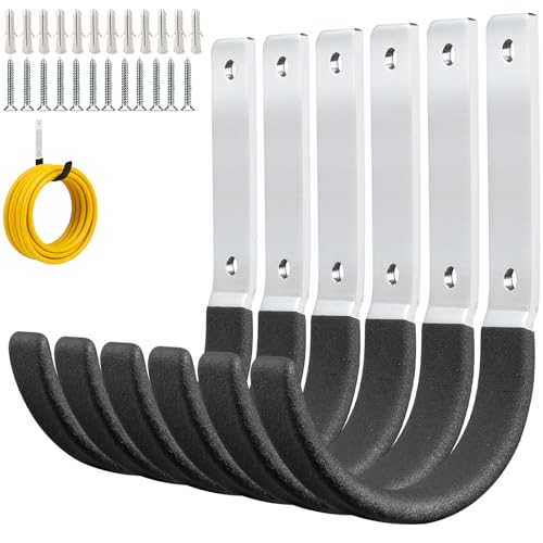 GeeWatom Heavy Duty Steel Garage Hooks,Garage Storage Utility Hooks,Heavy Duty Garage Garden Tool Organizer,Steel Wall Mount Hooks, Garden Hose Hanger, Black U Hooks (Dark Brown-6PC) - color: Dark Brown-6PC