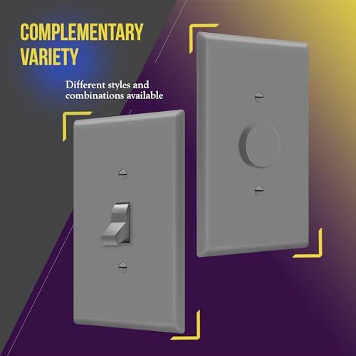 ENERLITES Toggle Light Switch Wall Plate, Gloss Finish, Jumbo Switch Cover, Oversized 1-Gang 5.5" x 3.5", Unbreakable Polycarbonate Thermoplastic, 8811O-GY, Gray - color: Gray, size: Over-Size