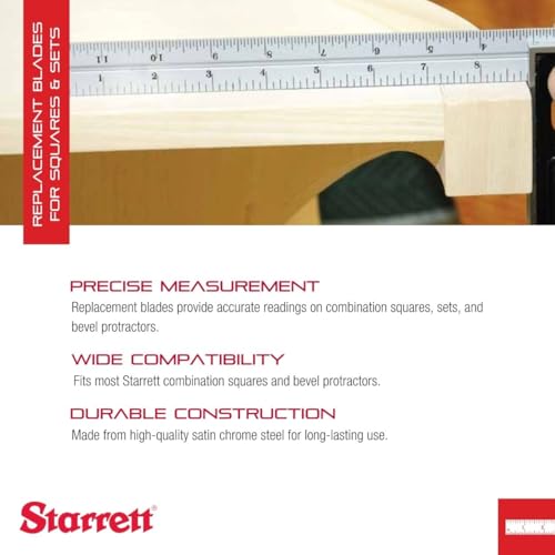 Starrett Blade Only for Combination Squares, Sets & Bevel Protractors, 36"L - size: 36", style: 4R Graduation