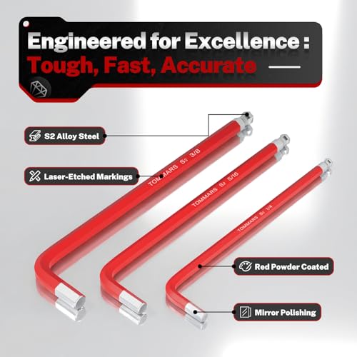 TOMMARS Allen Wrench Sets, SAE, Metric & Torx, Magnetic Ball End T-Handle