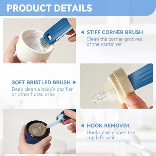 6 Pack Cup Lid Cleaning Brush Set with 3 Straws, Multifunctional Bottle Brush, Cup Lid Gap Cleaner, Durable Bristle Crevice Cleaning Brush,Flat End Brushes - color: Multicolor+ Extra Brush