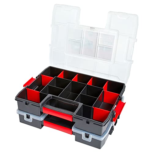 CRAFTSMAN Tool Organizer, 2-Packs with 14-Compartments, Lid Includes Secure Latch (CMST60944M) - size: 2 Pack (14.6" L x 5.2" W x 11.4" H), style: Double Pack