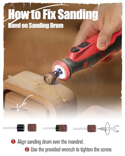 AVID POWER 8V Cordless Rotary Tool 5 Speeds Dog Nail Grinder 4 LED Lights - color: Light Red