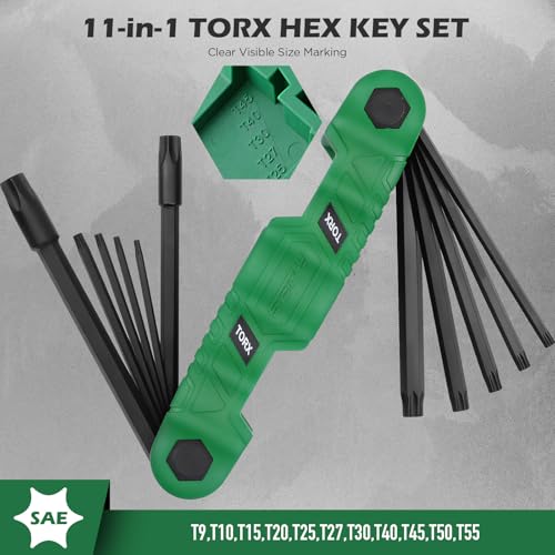 34-Piece Large Folding Hex Key Set, SAE Hex (3/32"-1/2"), Metric Hex (1.5-12mm) & Torx (T9–T55), 3-in-1 Heavy Duty Allen Key Set for Archery, Bike Repair, Furniture & Home Maintenance - style: 34-Piece 3-in-1 Set (Folding)