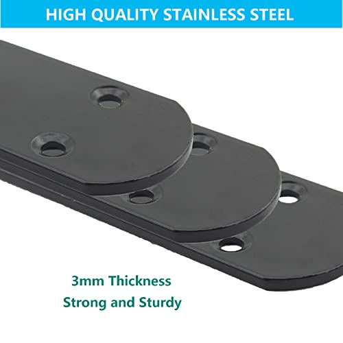 4 Pack Flat Mending Plate for Wood, ULIFESTAR Black Iron Flat Straight Brace Brackets Metal Repair Fixing Wood Brace Joining Plates Connector for Repairing Wooden Furniture with Mounting Screws - size: 6.7 x 1.5 x 0.12 inches