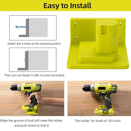 5 Pack Tool Holder Compatible with Ryobi 18V Wall Mount Plastic - size: 5 Pack